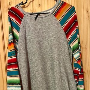 WESTERN style Sweatshirt Dress with Pockets L